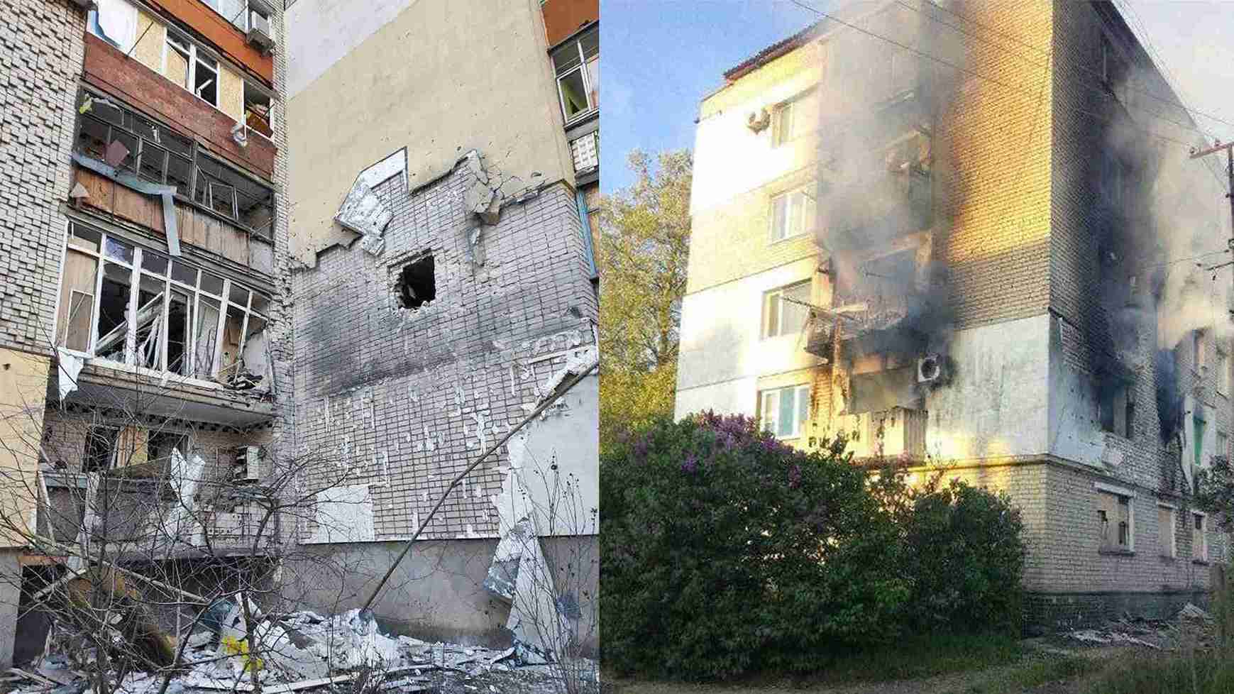 Зруйновані будинки в окупованій Каховці